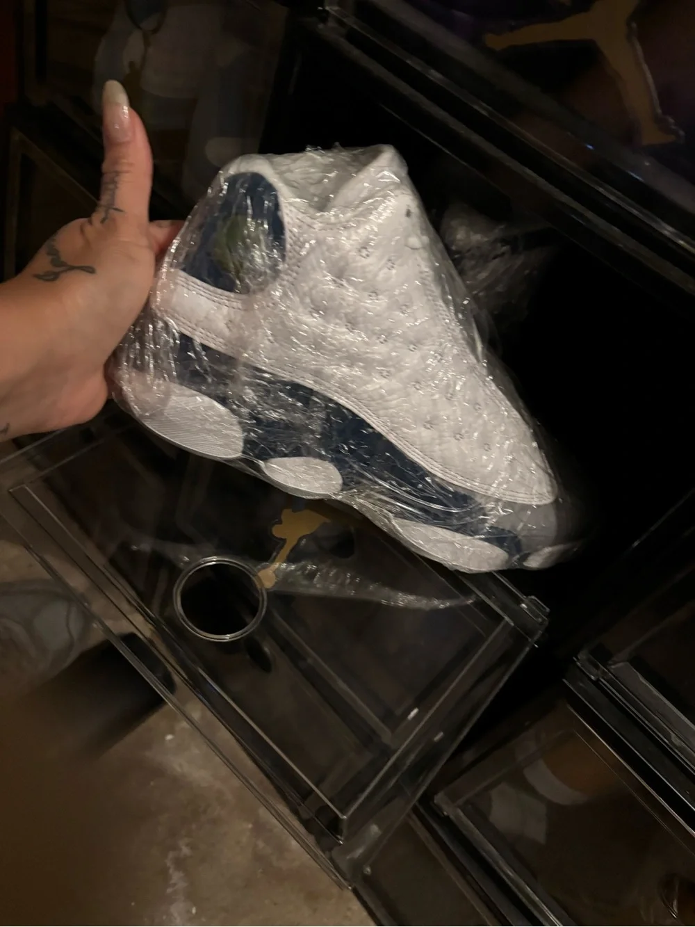 Jordan Men’s White and Navy Basketball Sneakers